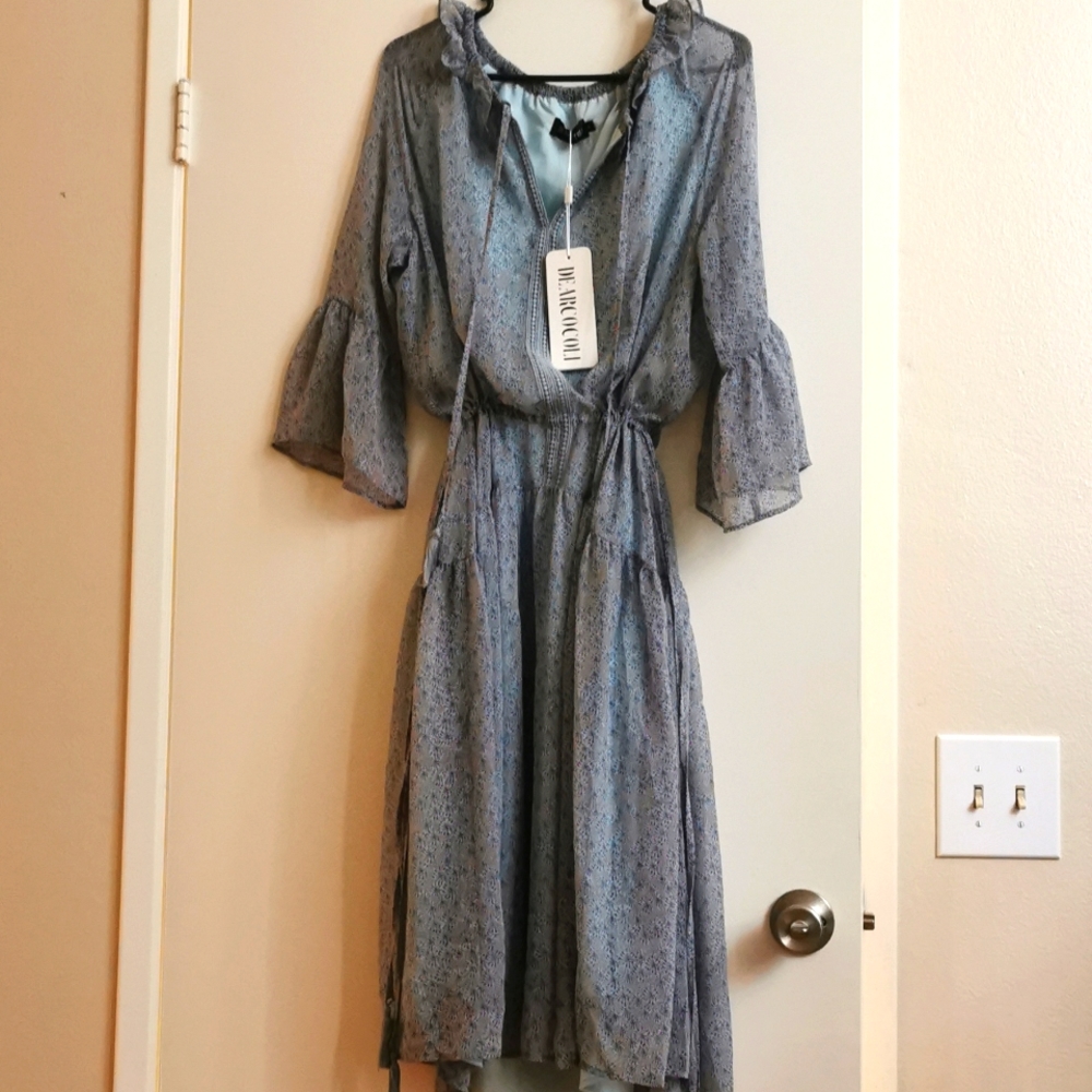 Maxi blue floral dress